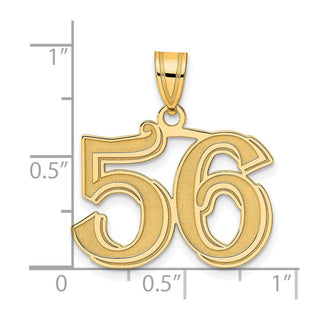 14k Yellow Gold Polished Etched Number 56 Pendant
