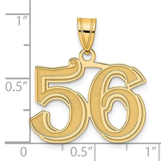 14k Yellow Gold Polished Etched Number 56 Pendant