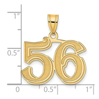 14k Yellow Gold Polished Etched Number 56 Pendant