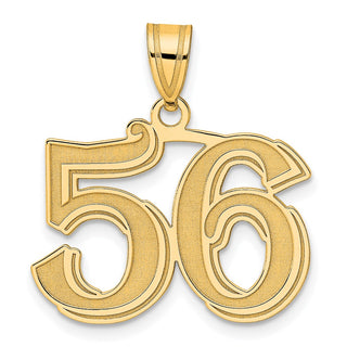 14k Yellow Gold Polished Etched Number 56 Pendant