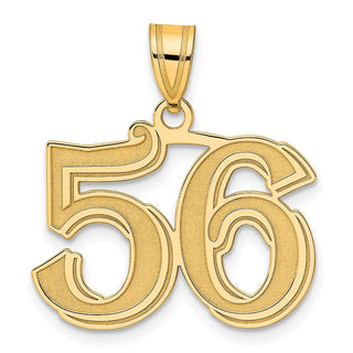 14k Yellow Gold Polished Etched Number 56 Pendant