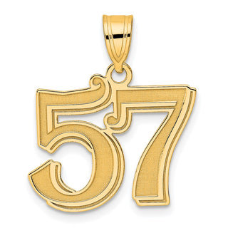 14k Yellow Gold Polished Etched Number 57 Pendant