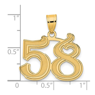 14k Yellow Gold Polished Etched Number 58 Pendant