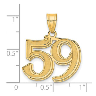 14k Yellow Gold Polished Etched Number 59 Pendant