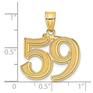 14k Yellow Gold Polished Etched Number 59 Pendant