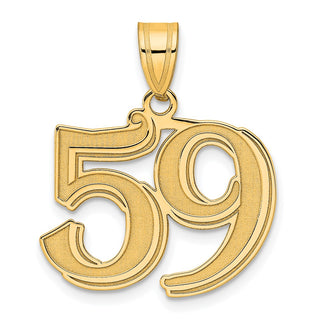 14k Yellow Gold Polished Etched Number 59 Pendant