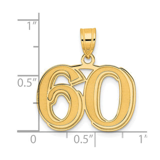 14k Yellow Gold Polished Etched Number 60 Pendant