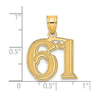 14k Yellow Gold Polished Etched Number 61 Pendant
