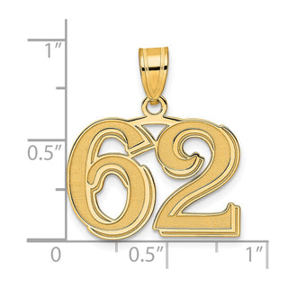 14k Yellow Gold Polished Etched Number 62 Pendant