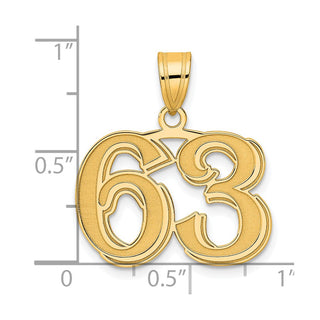 14k Yellow Gold Polished Etched Number 63 Pendant