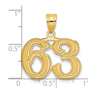 14k Yellow Gold Polished Etched Number 63 Pendant