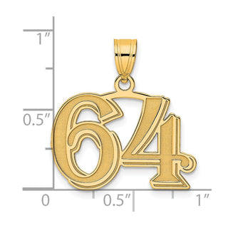 14k Yellow Gold Polished Etched Number 64 Pendant