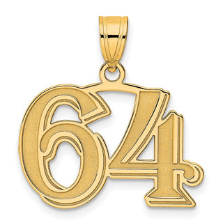 14k Yellow Gold Polished Etched Number 64 Pendant