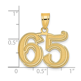 14k Yellow Gold Polished Etched Number 65 Pendant