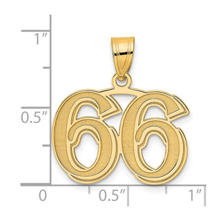 14k Yellow Gold Polished Etched Number 66 Pendant