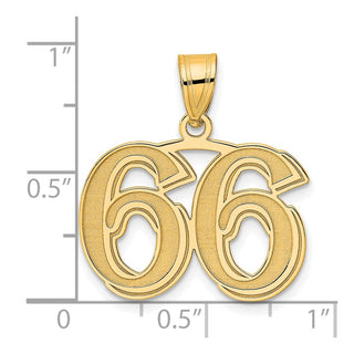 14k Yellow Gold Polished Etched Number 66 Pendant