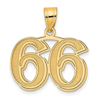 14k Yellow Gold Polished Etched Number 66 Pendant