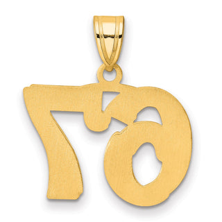 14k Yellow Gold Polished Etched Number 67 Pendant