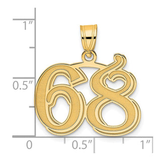 14k Yellow Gold Polished Etched Number 68 Pendant