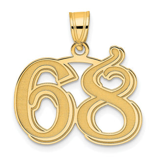 14k Yellow Gold Polished Etched Number 68 Pendant