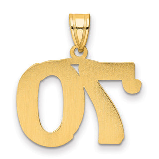 14k Yellow Gold Polished Etched Number 70 Pendant