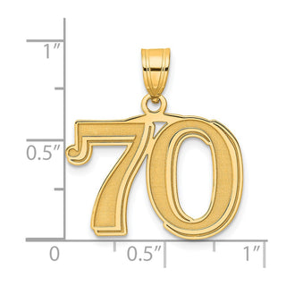 14k Yellow Gold Polished Etched Number 70 Pendant