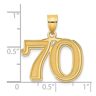 14k Yellow Gold Polished Etched Number 70 Pendant