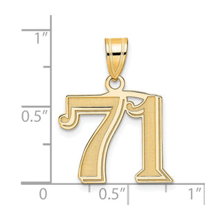 14k Yellow Gold Polished Etched Number 71 Pendant