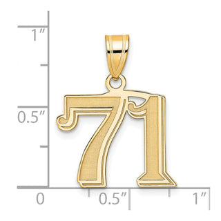 14k Yellow Gold Polished Etched Number 71 Pendant