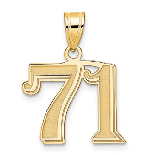 14k Yellow Gold Polished Etched Number 71 Pendant