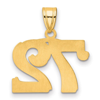 14k Yellow Gold Polished Etched Number 72 Pendant