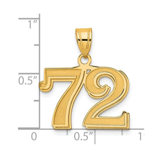 14k Yellow Gold Polished Etched Number 72 Pendant