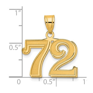 14k Yellow Gold Polished Etched Number 72 Pendant