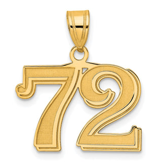 14k Yellow Gold Polished Etched Number 72 Pendant