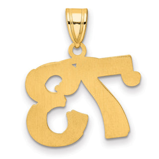 14k Yellow Gold Polished Etched Number 73 Pendant