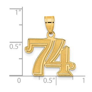 14k Yellow Gold Polished Etched Number 74 Pendant