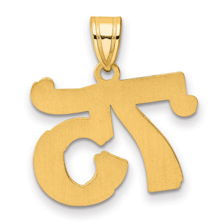 14k Yellow Gold Polished Etched Number 75 Pendant