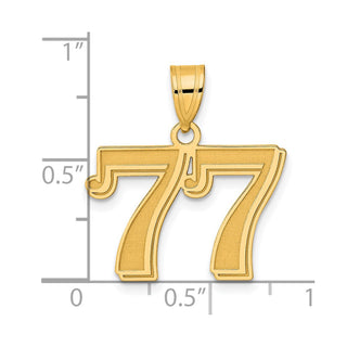 14k Yellow Gold Polished Etched Number 77 Pendant
