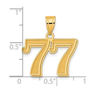 14k Yellow Gold Polished Etched Number 77 Pendant