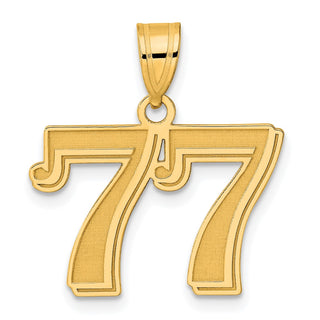 14k Yellow Gold Polished Etched Number 77 Pendant