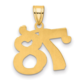 14k Yellow Gold Polished Etched Number 78 Pendant