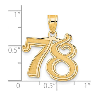 14k Yellow Gold Polished Etched Number 78 Pendant