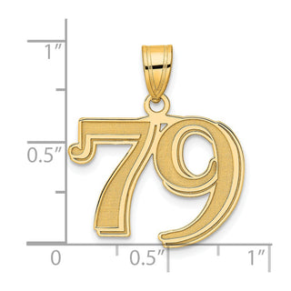14k Yellow Gold Polished Etched Number 79 Pendant