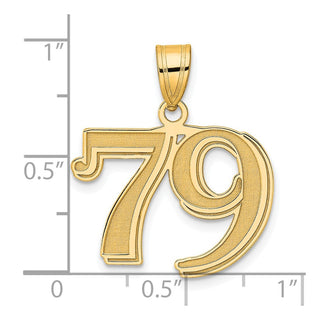 14k Yellow Gold Polished Etched Number 79 Pendant