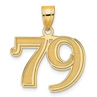 14k Yellow Gold Polished Etched Number 79 Pendant