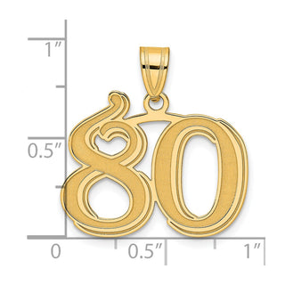 14k Yellow Gold Polished Etched Number 80 Pendant
