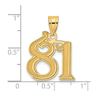 14k Yellow Gold Polished Etched Number 81 Pendant