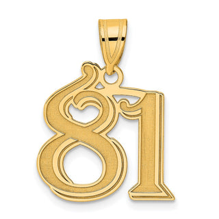 14k Yellow Gold Polished Etched Number 81 Pendant