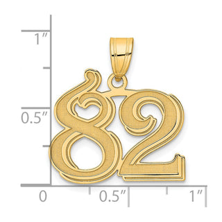 14k Yellow Gold Polished Etched Number 82 Pendant
