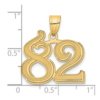 14k Yellow Gold Polished Etched Number 82 Pendant